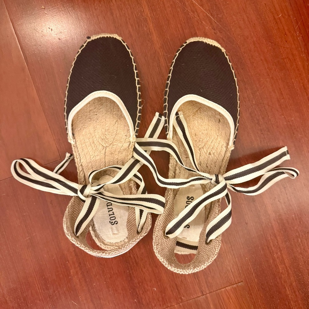 Soludos Women's Black and White Espadrille Flats